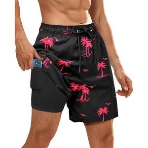 ✨Men Black Swim Trunks Bathing Suits Board Beach Swim with Zipper Pocket Shorts